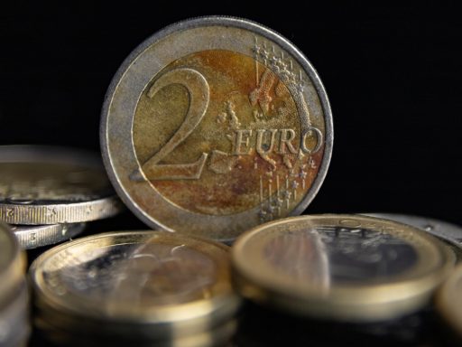 a close up of a two euro coin