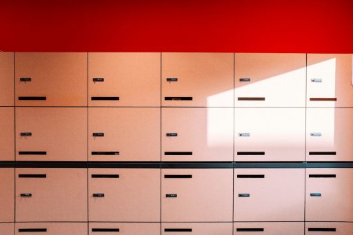 white and red wooden cabinet