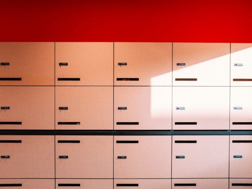 white and red wooden cabinet
