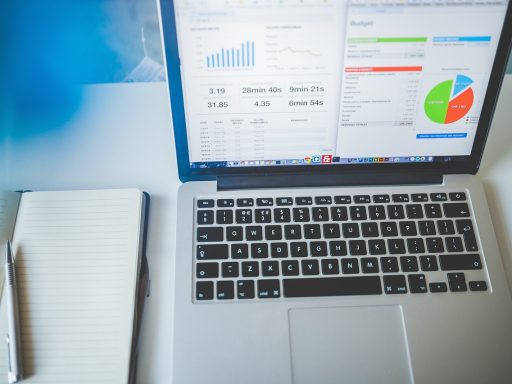 Ondernemer bekijkt webshopstatistieken op laptop tijdens de zomermaanden
