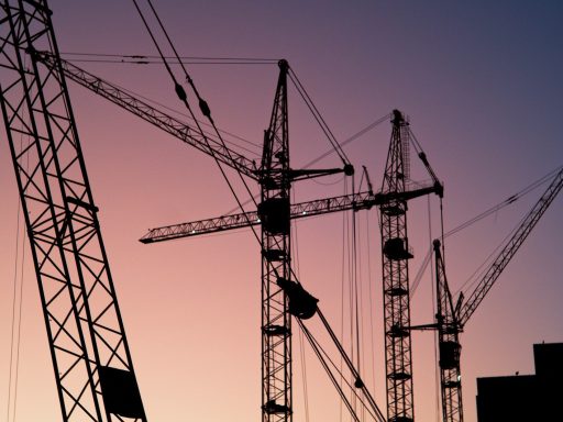several tower cranes